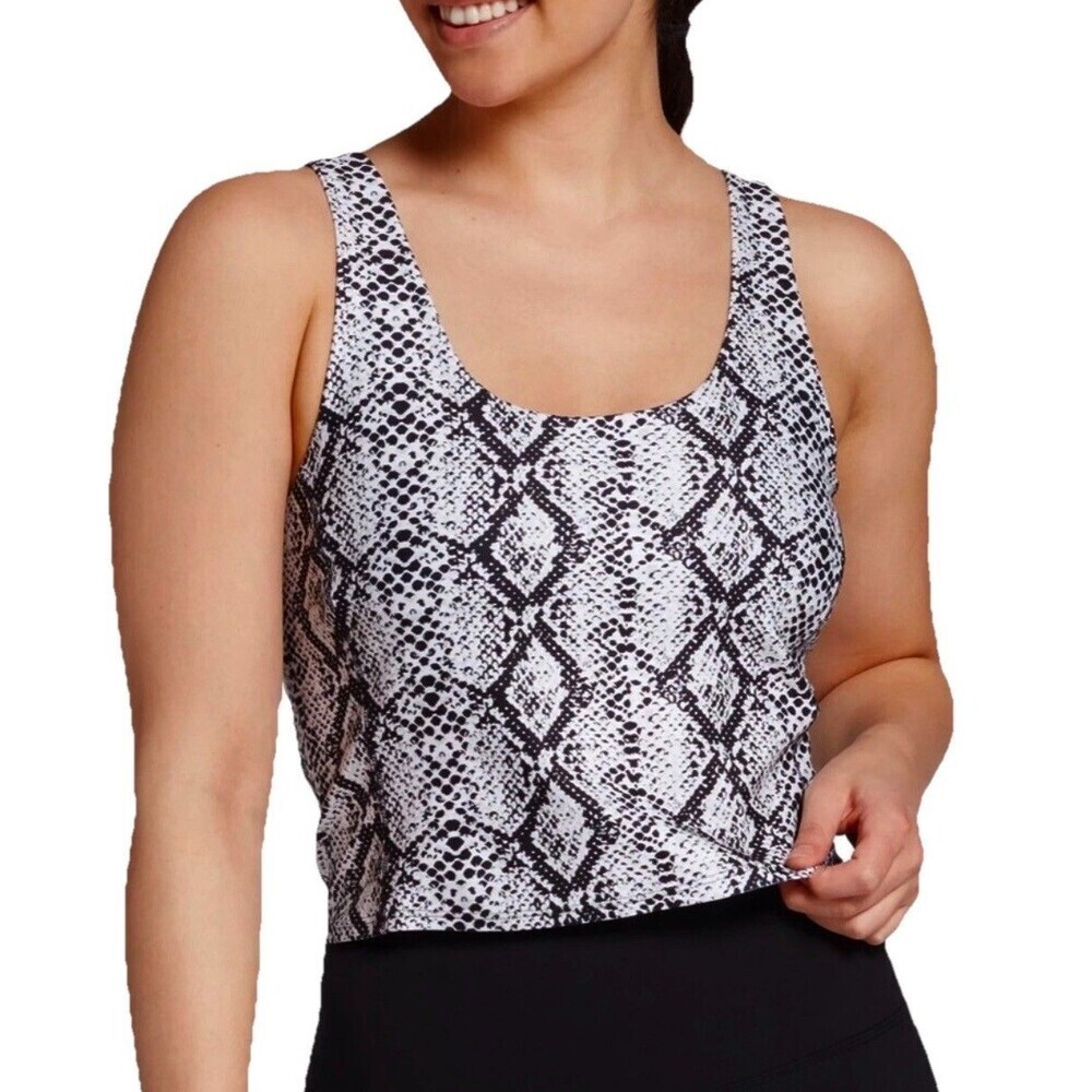 DSG Women’s Snakeskin Print Cropped Tank Top Built-In Bra Activewear Size Small